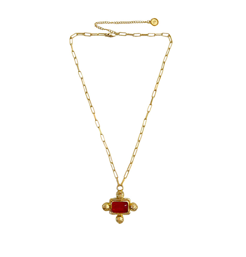 Mountain & Moon Yasmeen Necklace | Gold & Red