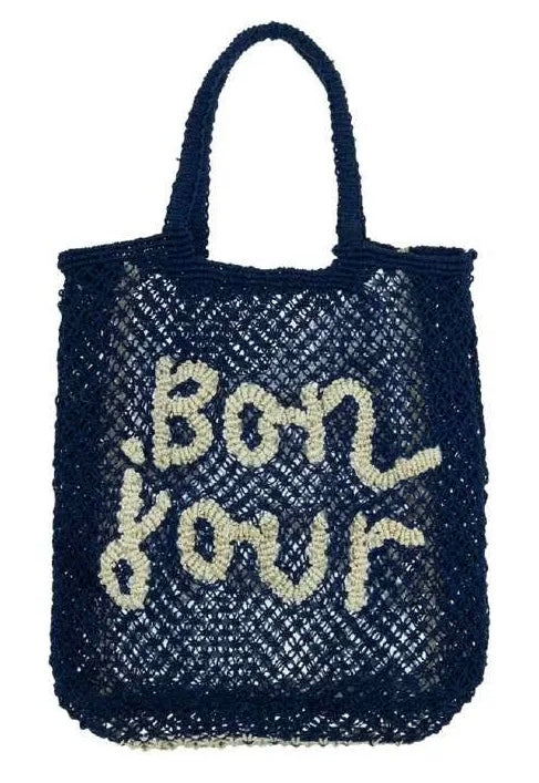 The Jacksons London Lottie | Bon Jour Jute Bag | Indigo / Natural