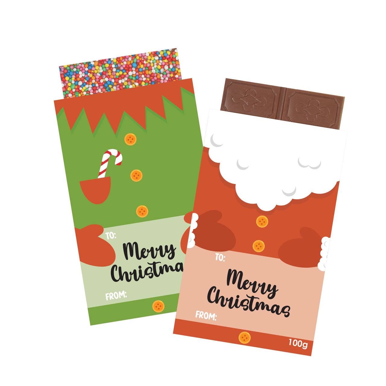 Freckleberry Chocolate Factory | Milk Chocolate Blocks | Assorted Christmas Character Sleeves