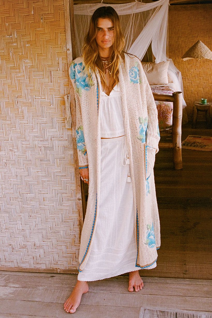 Spell Coastal Granny Maxi Cardigan | Cornflower