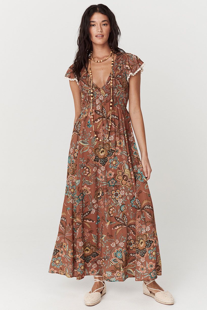 Spell Mojave Shirred Gown