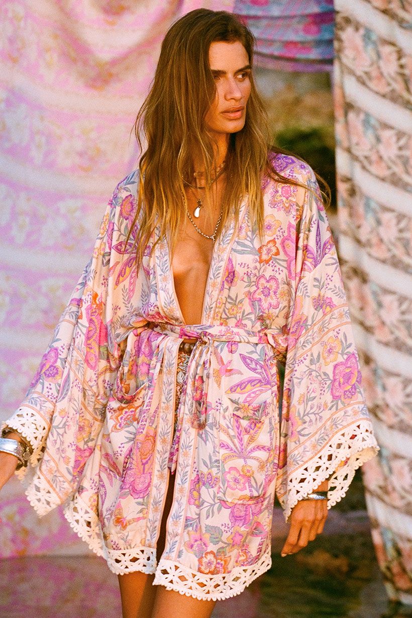 Spell Mojave Lily Short Robe | Opal